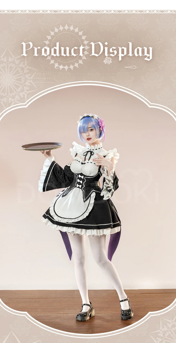 IN STOCK Remm/Ramm Cosplay Costume Anime Cosplay DokiDoki-SR Women Cute Maid Uniform Costume Remm Cosplay