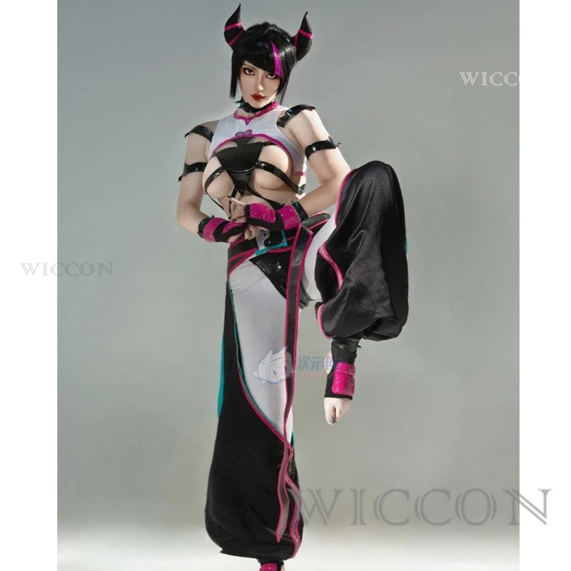 SF6 Juri Han Cosplay Costume Set Polyester Women