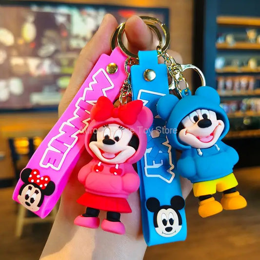 New Cartoon Anime Disney Keychain Mickey Mouse Minnie Cute Doll Keyring Ornament Key Chain Car Pendant Kids Toys Gifts