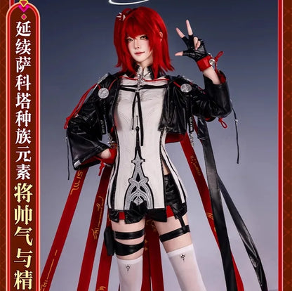 Arknights Exusiai The New Covenant Cosplay Costume Wig Uniform Headwear Earrings Halloween Party for Women Girls Carnival Outfit