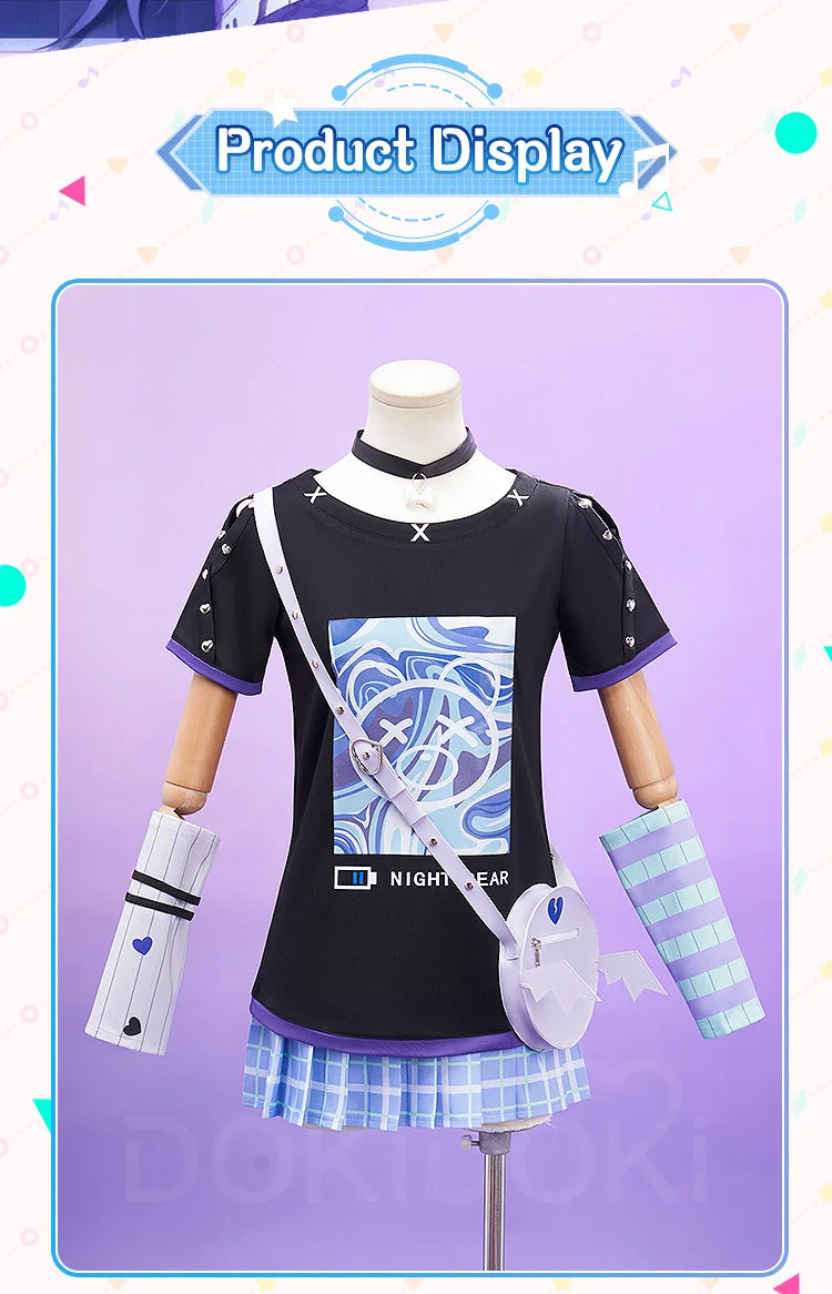 Yoisakii Kanadee Cosplay Costume Game DokiDoki-R Cosplay Women Cute Dress Cosplay Kanadee Bag Earphones Halloween Wig