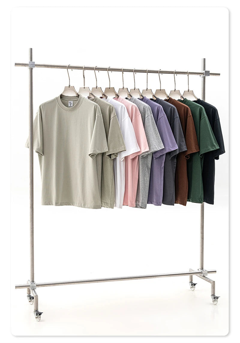 ZODF New 2025 Men Basic Solid 255gsm Cotton T-Shirts Unisex Loose Breathable Comfortable T Shirt Brand Clothes HY0973