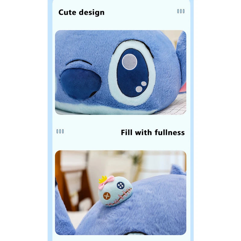 55/80cm Disney Lilo and Stitch Pillow Plush Toy Cartoon Anime Stuffed Kawaii Scrump Stich Doll Plushie Kids Birthday Xmas Gifts