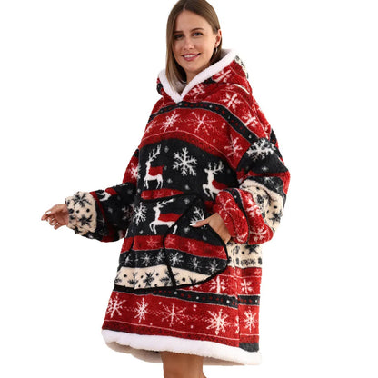 Oversized Hoodie Blanket for Adults Leopard Red Blue Black Fluffy TV Blanket Warm Thick Man Woman Winter Halloween Christmas Pjs