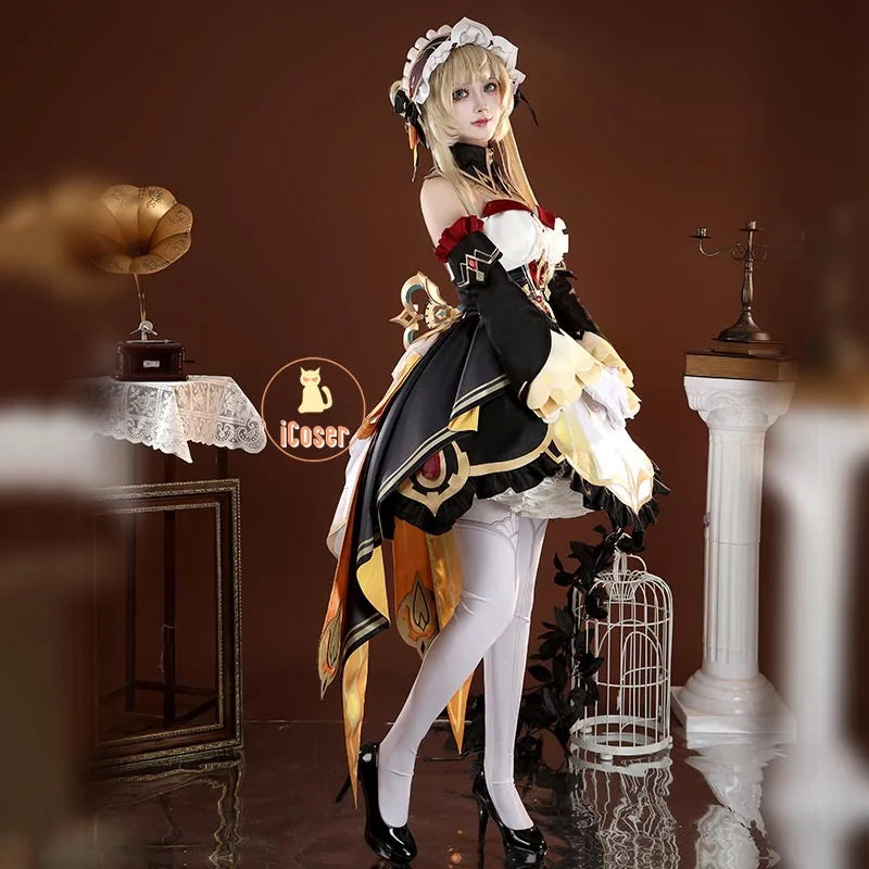 Genshin Impact Sandrone Cosplay Costume Wig Marionette Dress Headwear Eleven Fatui Harbingers Halloween Women Girls Role Play