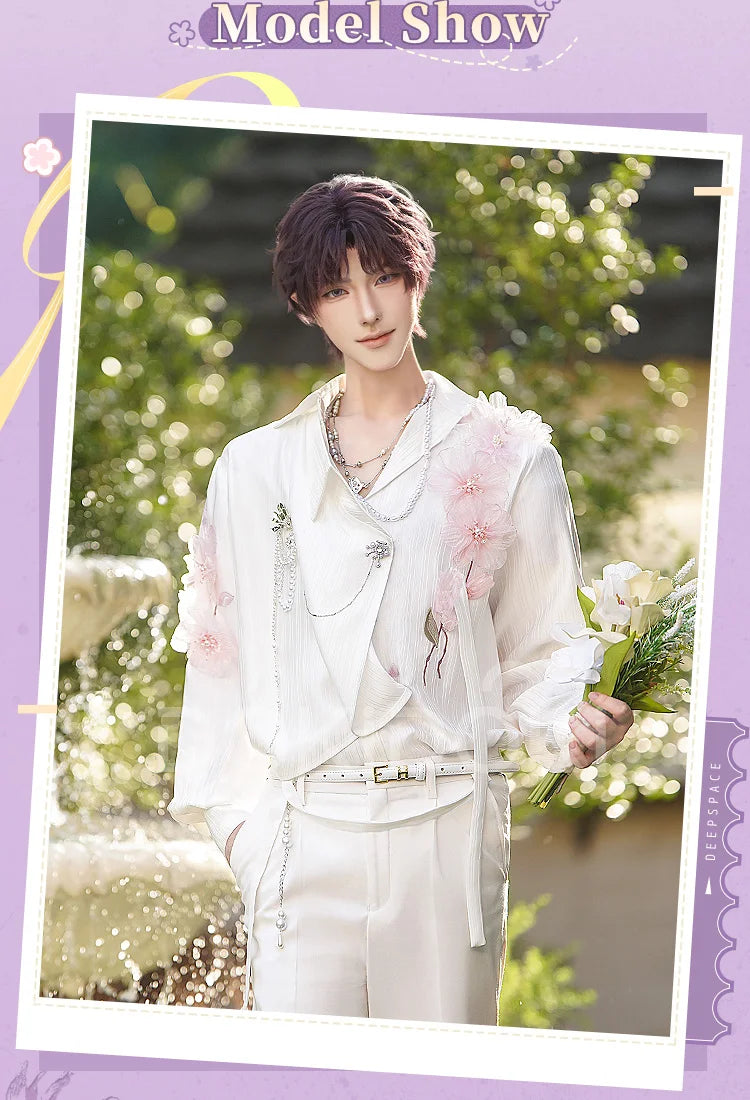 IN STOCK Rafayel Flowering Splendor Cosplay Costume Game Love and Deepspace DokiDoki-SR Men Spring Costume Qiyu Rafayel Flowers