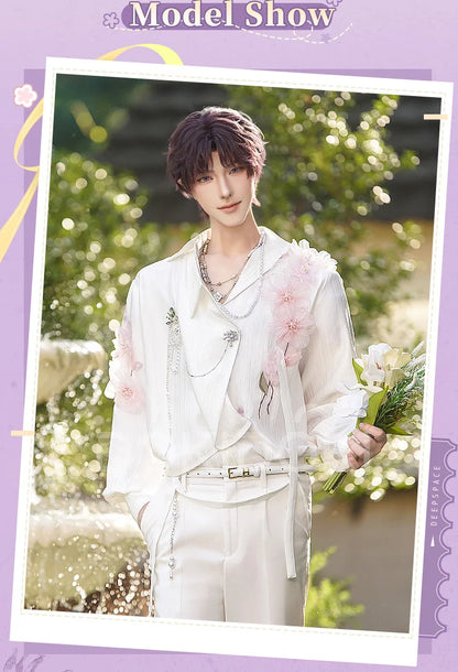 IN STOCK Rafayel Flowering Splendor Cosplay Costume Game Love and Deepspace DokiDoki-SR Men Spring Costume Qiyu Rafayel Flowers