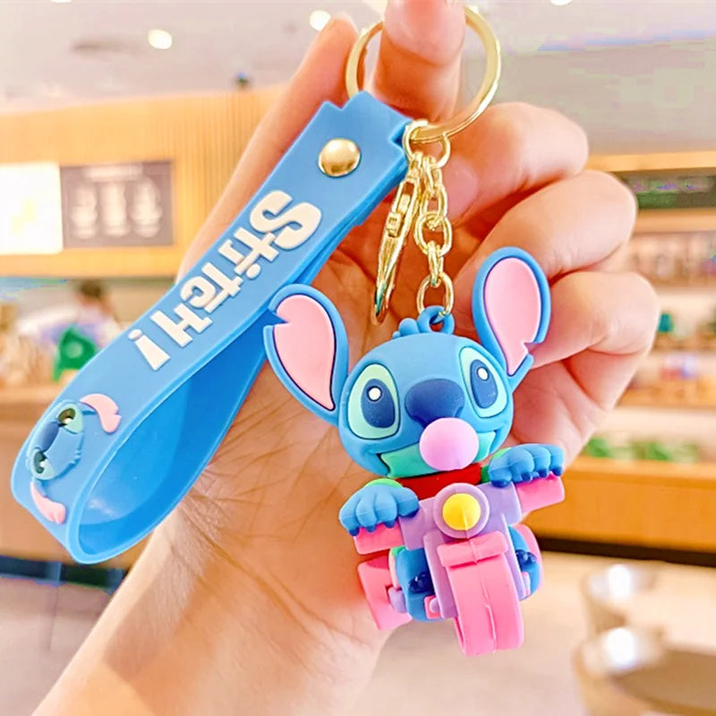 Wholesale Anime Disney Keychain Mickey Mouse Minnie Lilo & Stitch Cartoon Keyring Key Chain Car Pendant Kids Toys Gift