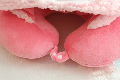 Stuffe Anime Hooded U-shaped Neck Pillow Hello Kitty Kuromi My Melody Travel Blackout Neck Pillow Office Nap Pillow Girl
