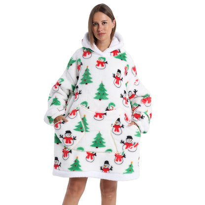 Leopard Winter Women Thicken Warm Hoodie Blanket Pink Blue Oversize Large Pocket Couple Loose Sweatshirts Mens Graphic Hoodies