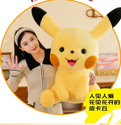 35-70CM Big Size Sitting Pikachu Plush Pokemon Cartoon Anime Peluche Kawaii Ornament Stuffed Animal Children's Toys Gifts