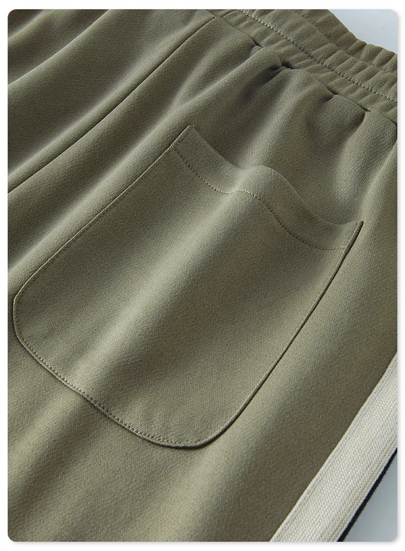 ZODF Spring Summer 275GSM Basic Side Webbing Trousers For Men Unisex American Retro Casual Sports Straight Pants HY0540