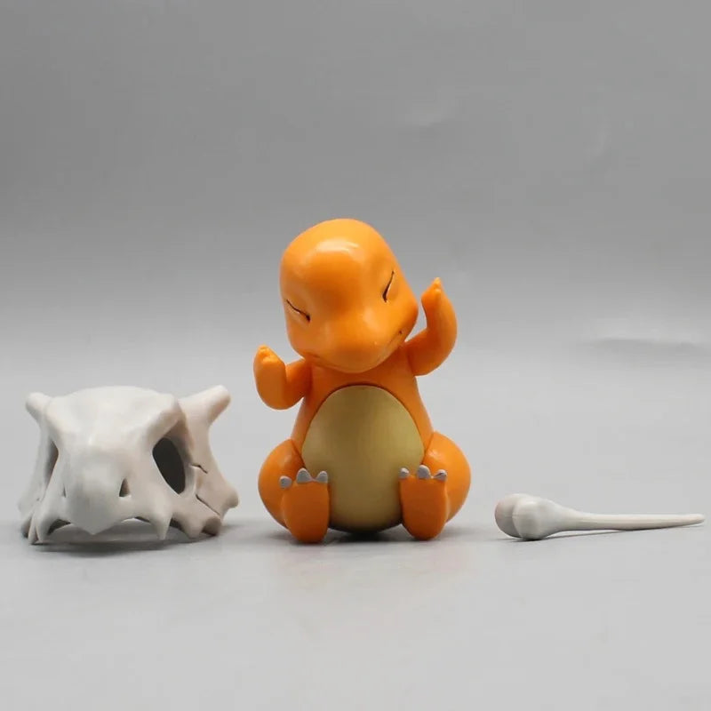 Charmander Wear A Cubone Helmet Anime Figure Model Gk Statue Boys Collection Desktop Decoration Ornament Toys Gifts