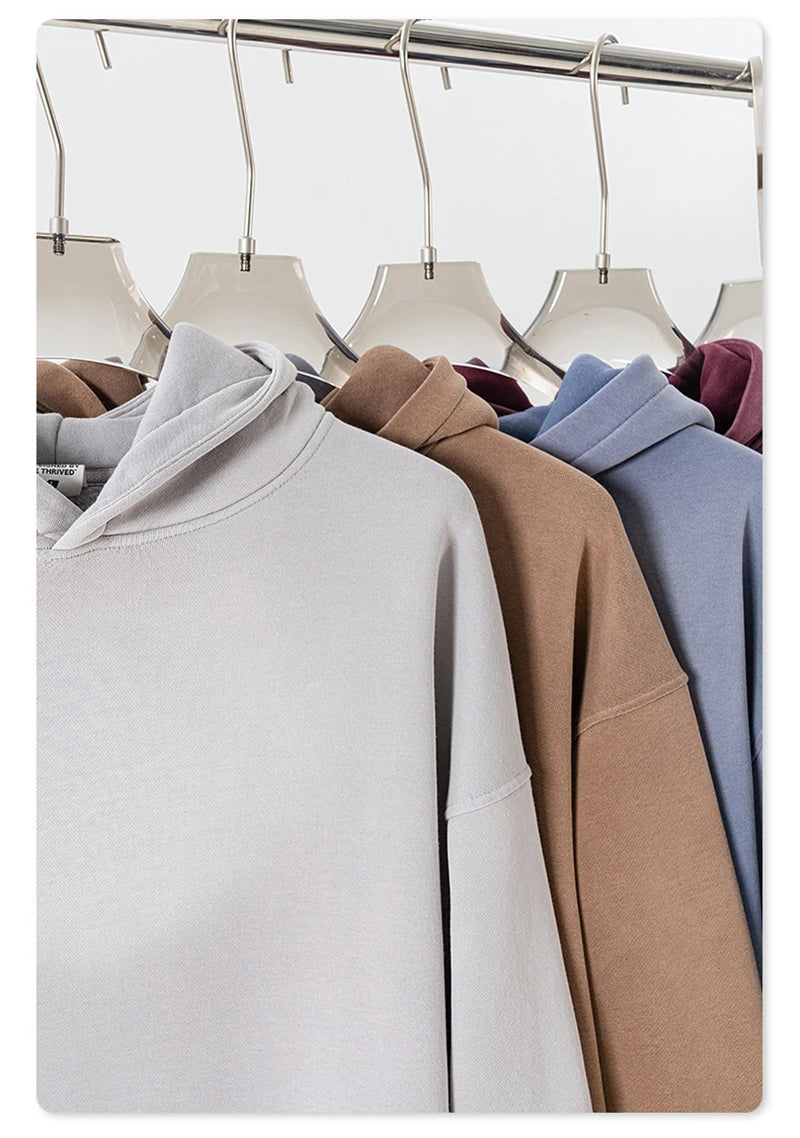 ZODF Autumn Winter Monkey Washed Fleece Hoodies For Men Unisex Basic 360gsm Warm Knitted Hooded Pullovers Coats HY0903