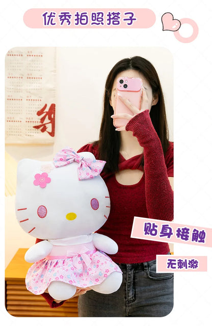 New Sanrio Pink Peach Hello Kitty Plush Toy Cat Doll Kuromi My Melody Stuffed Animal for Girls Birthday Xmas Gift Soft Cute Kids