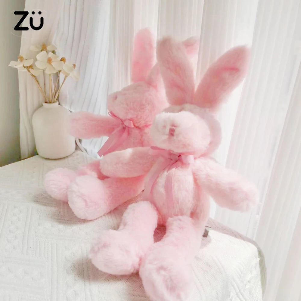 Hand Made Cute Stuffed Animal Pink Easter Bunny Plush Toy Soft Rabbit Plushie Dolls Gift For Girls Girlfriend