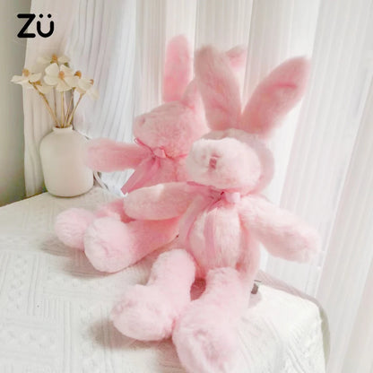 Hand Made Cute Stuffed Animal Pink Easter Bunny Plush Toy Soft Rabbit Plushie Dolls Gift For Girls Girlfriend