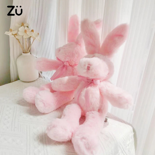 Hand Made Cute Stuffed Animal Pink Easter Bunny Plush Toy Soft Rabbit Plushie Dolls Gift For Girls Girlfriend