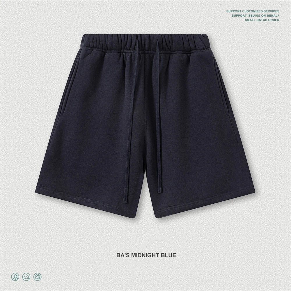 ZODF Trendy 2025 Autumn Winter Men Warm Soft Fleece Shorts Unisex Casual Hip Hop 345gsm Solid Shorts Brand Bottoms HY1173