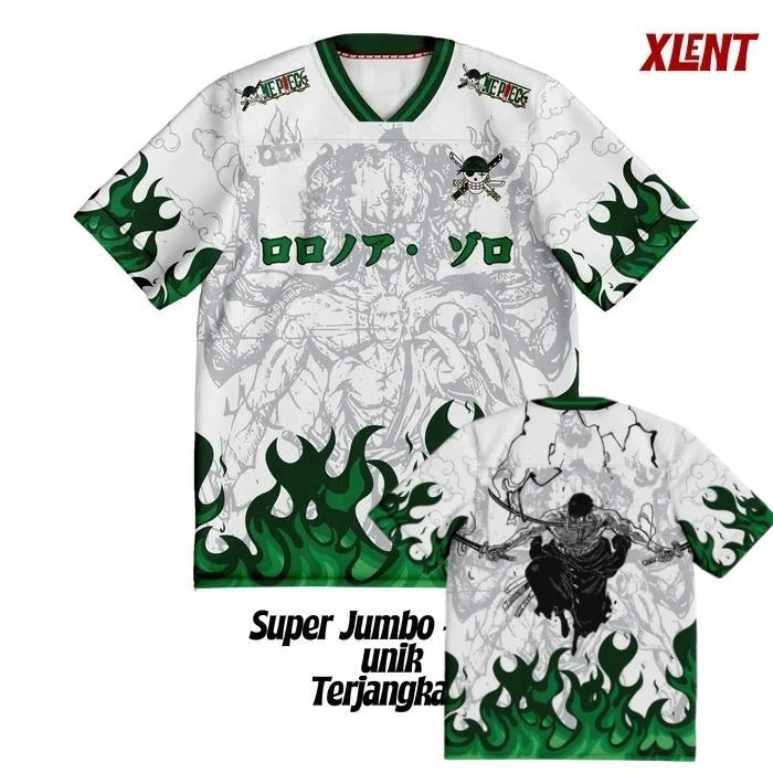 2526 New Bandai Anime One Piece Luffy Summer Jersey T-shirt Oversized 3D Adult and Children's Multifunctional Top Christmas