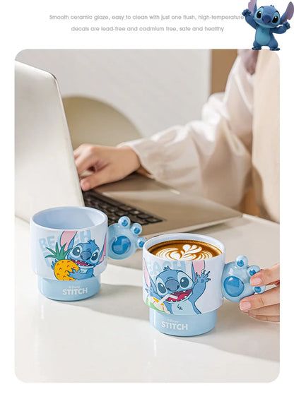 Disney Stitch Mug Office Coffee Cup Stackable Ceramics Mugs High Value Couple Water Cups Student Hot Water Cup Festival Gift