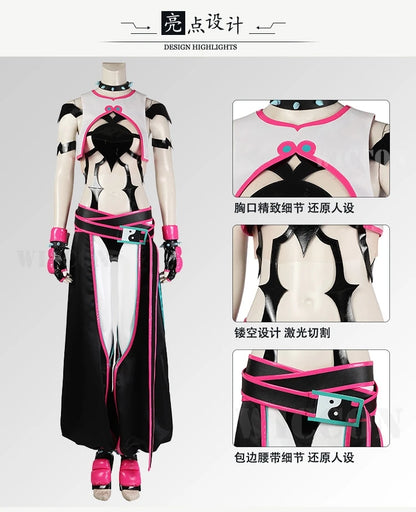 SF6 Juri Han Cosplay Costume Set Polyester Women