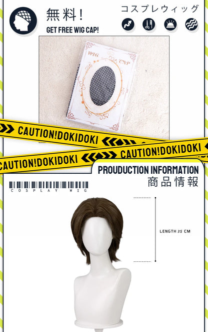IN STOCK Jimmy Curly Wig Game Mouthwashing Cosplay DokiDoki Men 35cm Short Hair Jimmy Cosplay Free Wig Cap