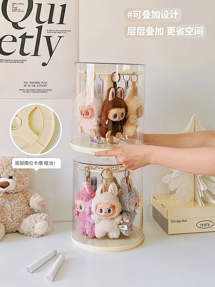 New Labu Pendant Display Box Rotating Transparent Labu Doll Handmade Blind Box Storage Display Stand Decorative Accessories