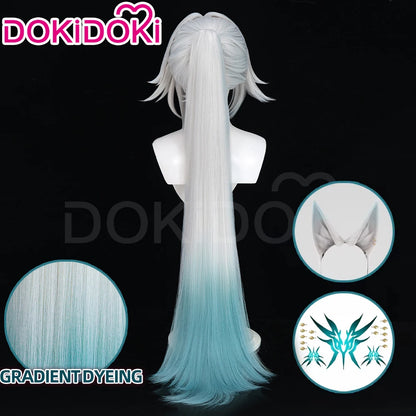 IN STOCK Feixiao Wig Game Honkai: Star Rail DokiDoki 100cm Long Gradient Deying Wig Ears Cosplay Tattoo Free Cap Halloween