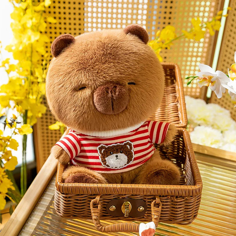 New black striped hoodie dolphin plush toy dress up Capibala sofa decoration room children's birthday Christmas surprise gift