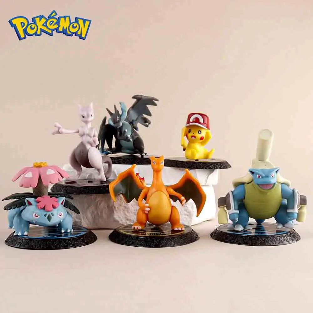 Pokemon 6 Pcs/Set Anime Figure Pikachu 6-7cm Figure Charizard Blastoise Squirtle Bulbasaur Action Figures Model  toys Gifts