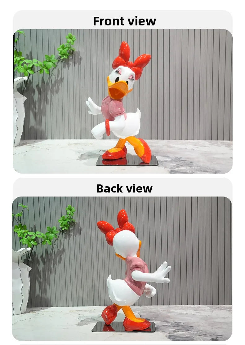 Disney Anime Figuras Donald Duck Daisy Statue Cartoon Cute Resin Model Crafts Desktop Decor Disney Toys for Kids Sculpture Gift
