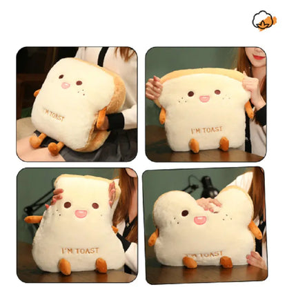 Plush Bread Pillow Kawaii Food Pig Rabbit Fox Toast Soft Doll Hand Warmer Home Decoration Cushion Kids Toys Birthday Gift
