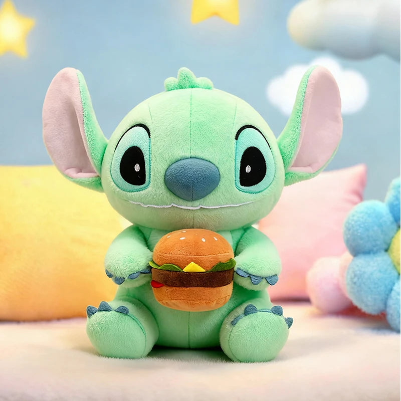 New 30/50cm Disney Kawaii Burger Stitch Plush Toy Cartoon Anime Needle Cute Sleeping Pillow Plush Doll Girl Holiday Gift