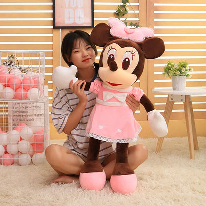 Disney 110cm Kawaii Mickey & Minnie Plush Pillow Set - Wedding Dress Stuffed Animals Soft Hugging Toy for Girls Gift Room Decor