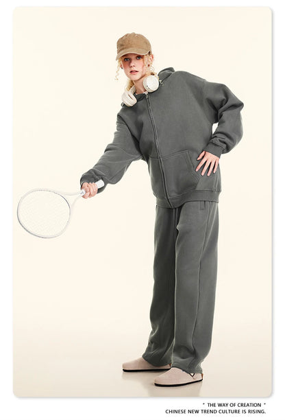 ZODF Fashion Winter Men Warm Zipper Fleece Hoodies Unisex Loose Basic 345gsm Knitted Hooded Hoodie Coats HY0904