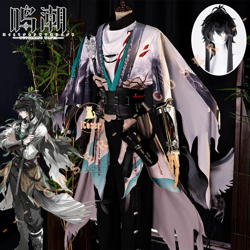 Wuthering Waves Qiuyuan Cosplay Costume Wig Uniform Headwear Game Outfit Halloween Party for Women Men Carnival Cos Props iCoser