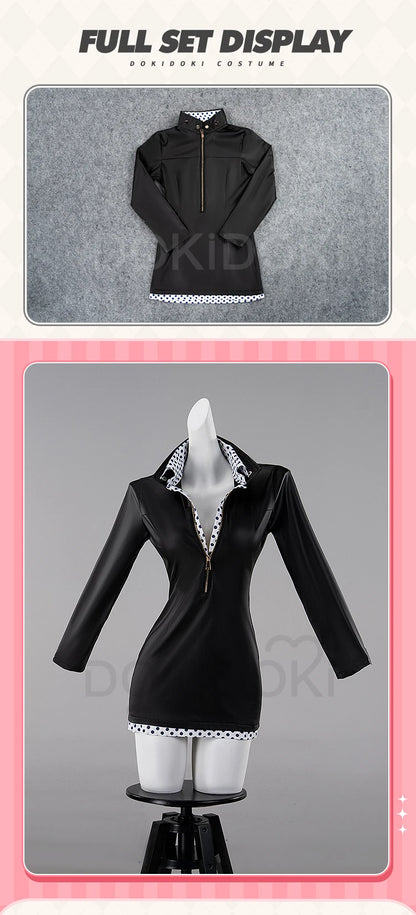 Nicoo Robinn Cosplay Costume Anime Cosplay DokiDoki-N Miss Allsundayy Women Sexy Blue Dots Black Dress Nicoo Robinn Cosplay