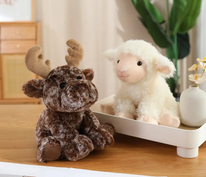 Cute Plush Animal Toys Set Panda Bear Fox Raccoon Elephant Giraffe Frog Soft Stuffed Dolls for Kids Sleep Appliance Baby Gift