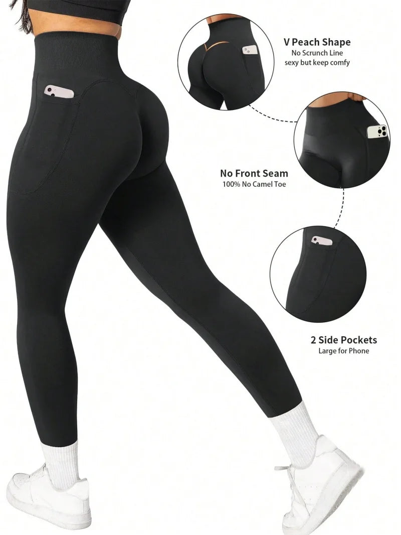 Seamless High Waist Push Up Scrunch Leggings Women Yoga Fitness Gym Tights Ankle-Length