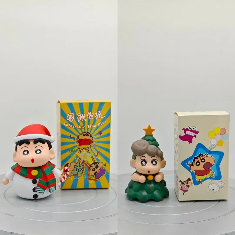 Christmas Anime Crayon Shin chan Figurine Santa Claus Spy Family Anya Action Figures Dolls Model Toys PVC Collectible Ornament