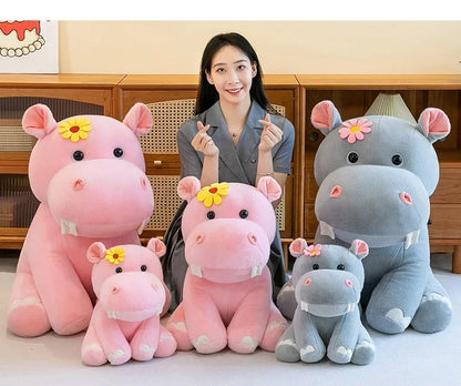 New 55cm Large Size Hippo Plush Toy Fluffty Kawaii Plushie Doll Simulation Hippo Doll Anime Cute Stuffed Animals Soft Plush Gift