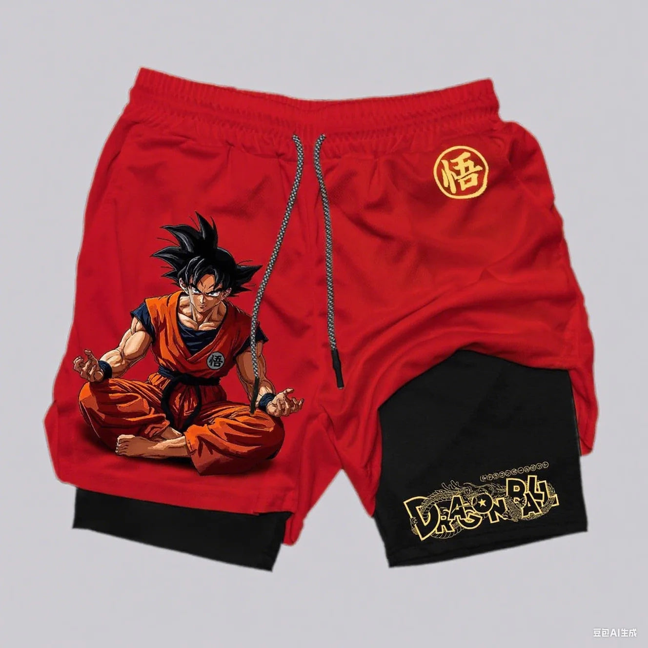 Dragon Ball Goku Anime Gym Shorts Men Double-layer 2-in-1 Sports Pants New Summer Japanese Cartoon Print Beach Pants Streetwear