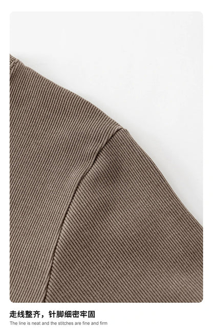 ZODF Sexy 2025 Spring Women 275gsm Long Dress Female Girls O Neck Washed Distressed Slim Slit Fit Dresses HY1008