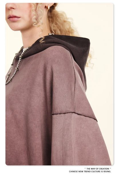 ZODF American Retro Washed Cotton Hoodie For Men Unisex Autumn High Street Oversized Knitted 380gsm Hooded Pullovers Coat HY0913