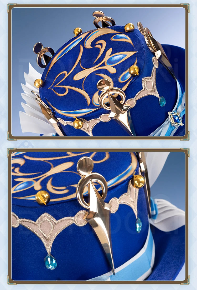 IN STOCK Focalors Furina Hat Game Genshin Impact Cosplay DokiDoki Fontaine Furina Hydro Women Blue Hat Metal Accessories Cosplay