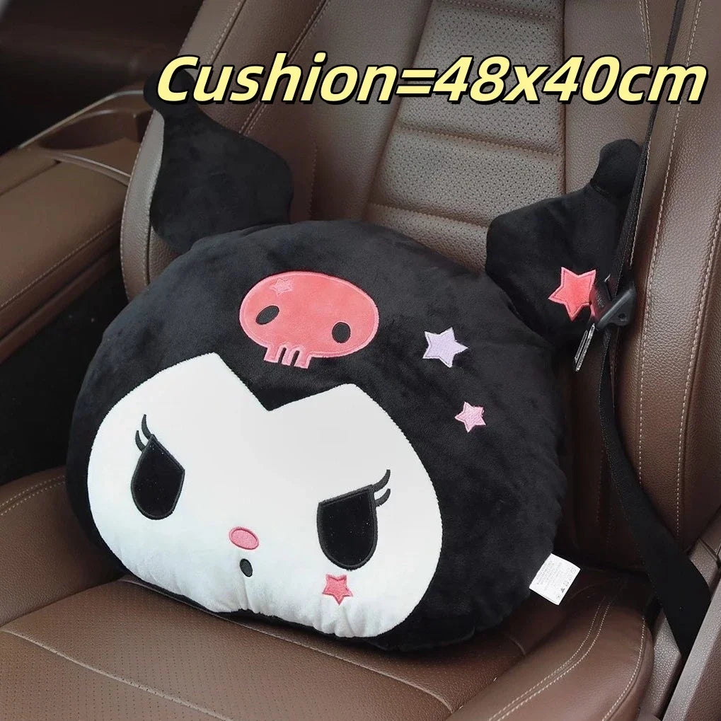 Kuromi My Melody Pillow Stuffed Anime Kuromi Car Headrest Safety Seat Belt Cover Cushion Cartoon Car Decoration Girl Gifts