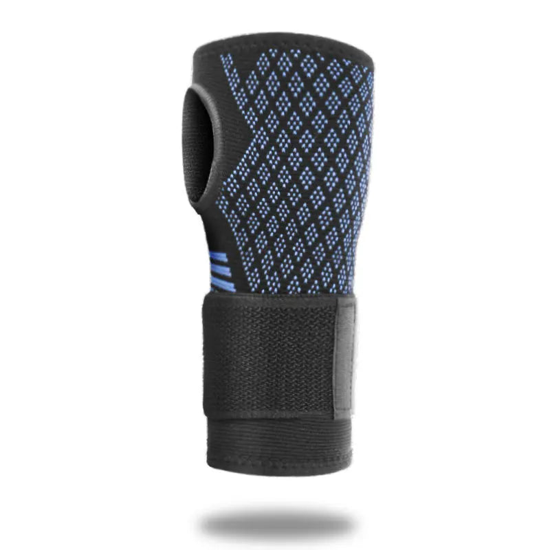 Adjustable 1pc Palm Guard Strap Wrist Protector Knitted Nylon Breathable Fitness Sports Gloves - GL046-BLUE / S