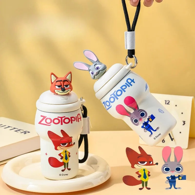 Anime Figure Stitch Coffee Mug Student Thermos Mug 350ml Thermos Cup Mickey Nick Judy Thermal Water Bottle Vacuum Flasks Gift