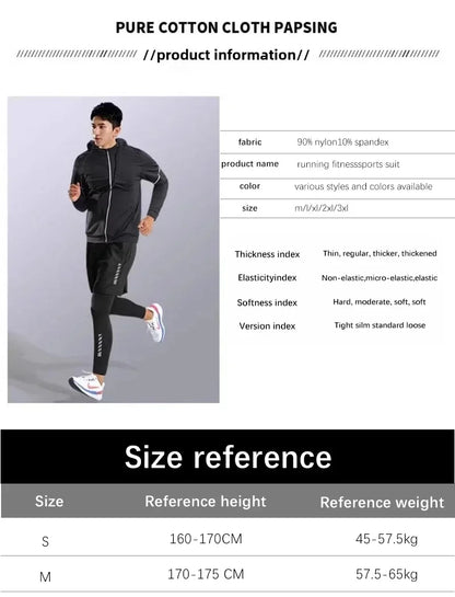 Men’s Fitness Running Set Tight-Fit Quick-Dry Sportswear for Autumn Night Runs Training and Cycling Gear